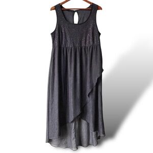 Maurice’s Women’s Linen Dress Sleeveless Flutter Hem Charcoal Gray
